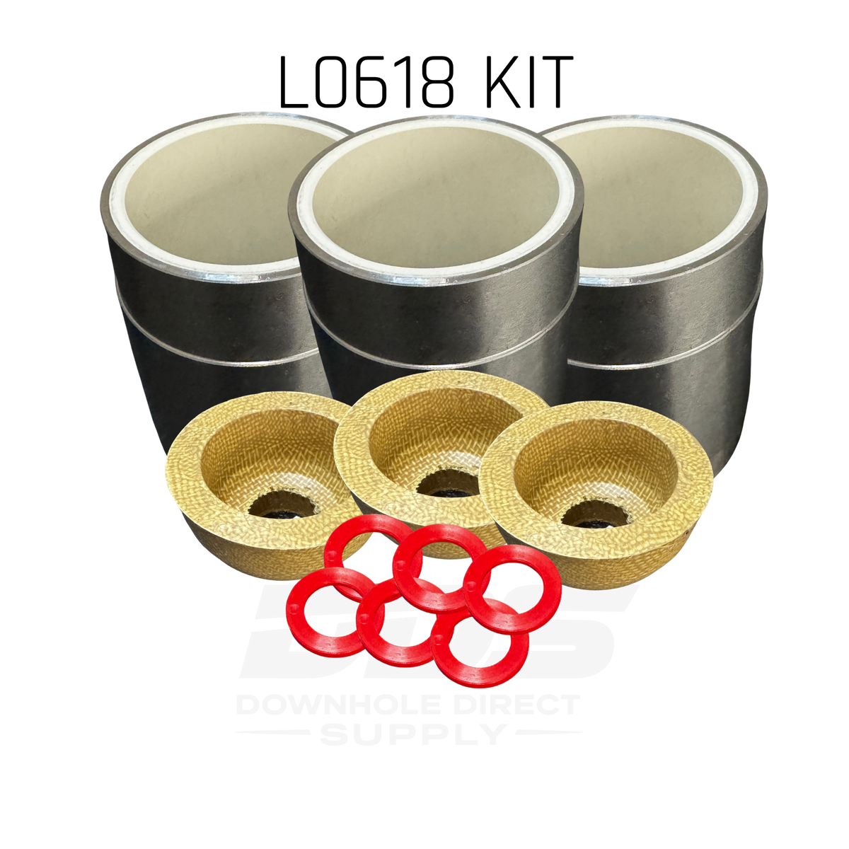 Aftermarket L0618HV Fluid End Wear Parts Kit 2.25" - Fits Ditch Witch JT20, JT25, JT30, JT2720 & Vermeer D24 (3 Cups, 3 Liners, 6 Valve Seals)